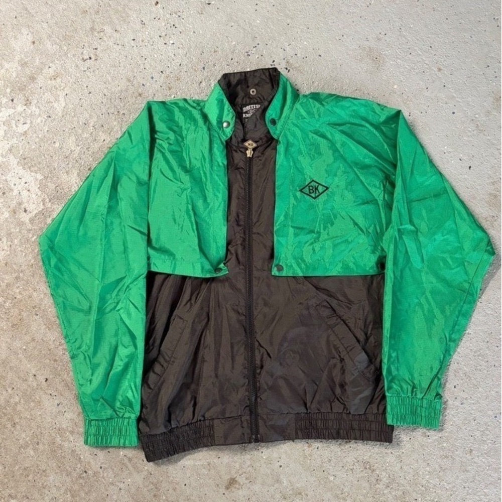 Vintage British Knights Convertible Windbreaker Jacket Vest Green Black Mens S